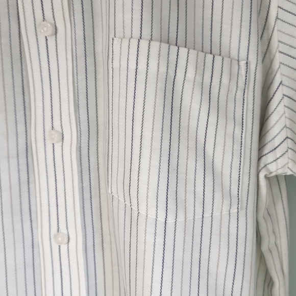 Van Heusen, Men's 16 1/2 Short Sleeve Shirt,Stripe Gray, Navy Green & Tan - Picture 4 of 6